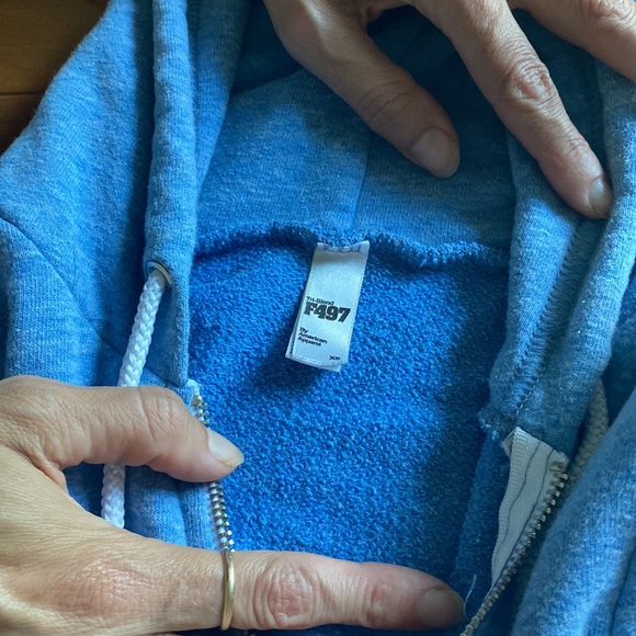 American apparel f497 xs Heather blue zippered hooded sweatshirt - Picture 5 of 6